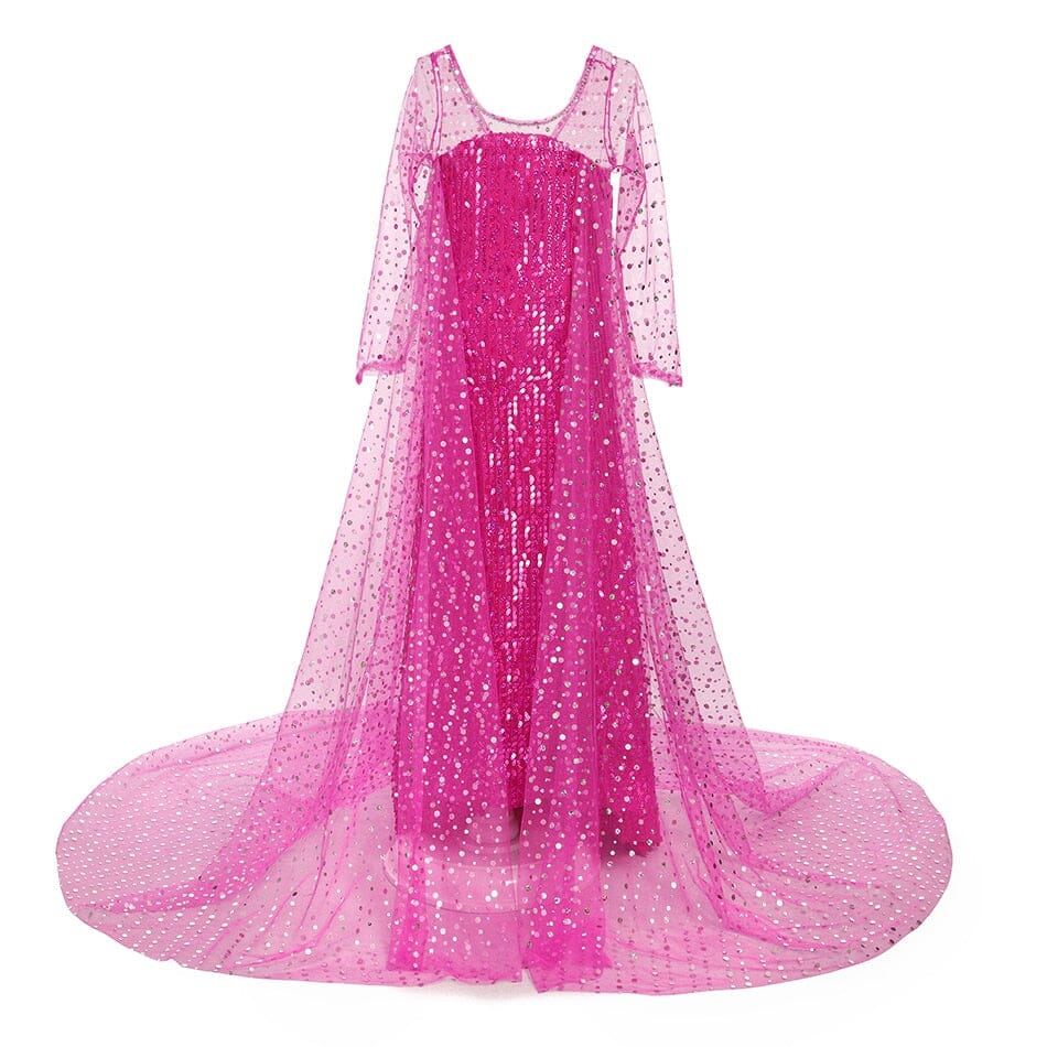 Vestido Fantasia Frozen Elsa Com Lantejoulas -Rosa