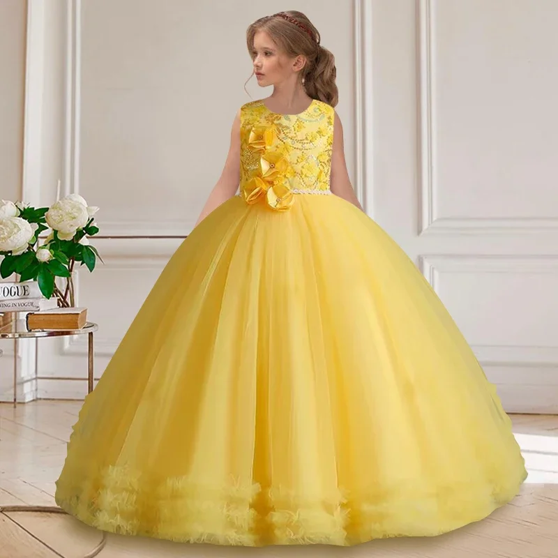 Pearl Sequin Sleeveless Dress for Girls