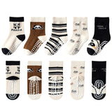 Set of 5 Pairs of Kids Cotton Socks – Non-slip – Various Themes
