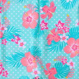 Long-sleeved swimsuit for girls aged 1 month to 6 years, blue floral design, with UPF 50+ protection. Kids UV clothing.