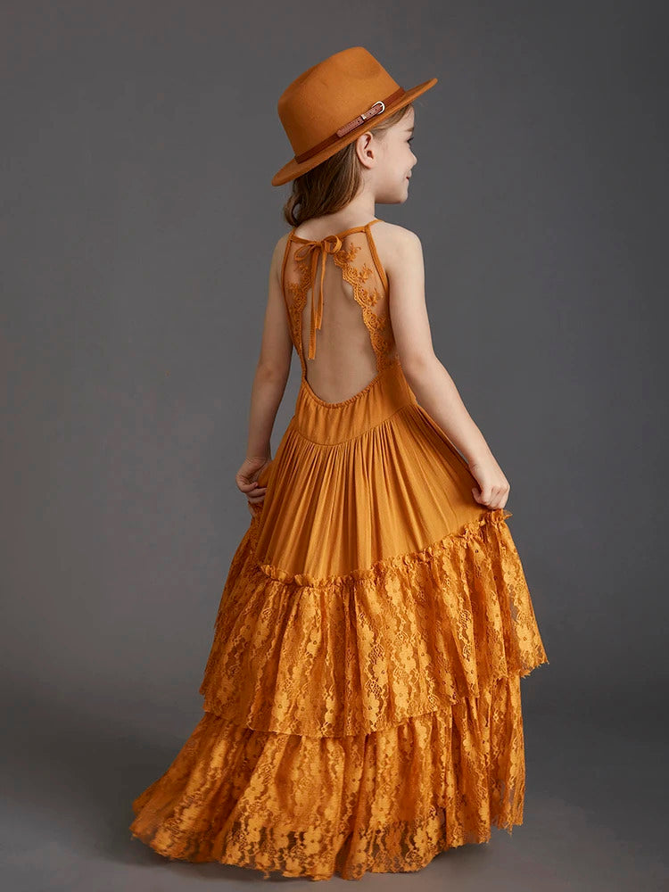Short-sleeved lace dress for Kids.