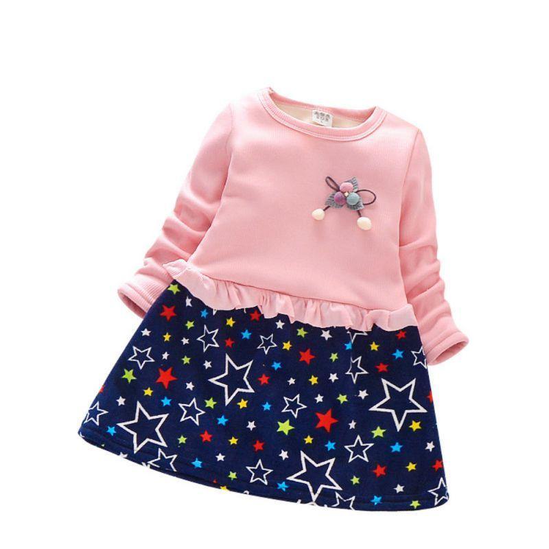 Long-sleeved dress with stars.