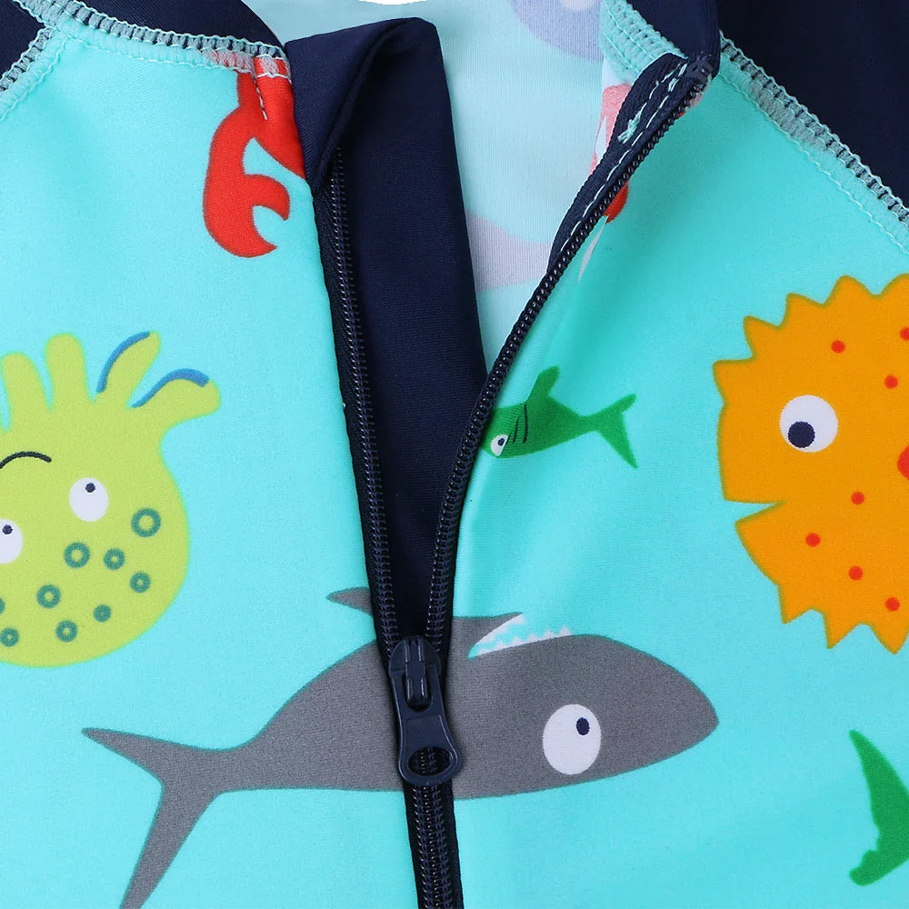 Larger Kids Swimsuit for Boys 1 Month to 4 Years Old, Red Dinosaur Design, with UPF 50+ Protection, UV Beachwear