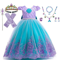 Fantasia Vestido Princesa Ariel Super Luxo + Acessórios com Peruca - Infantil