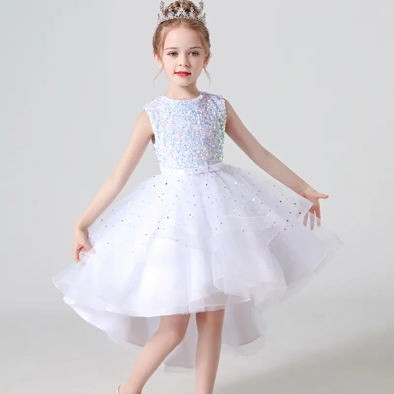 Kids Party Dress with Lace and Sequins