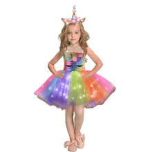 Carregar imagem no visualizador da galeria, Vestido Fantasia Unicórnio com Led (01)
