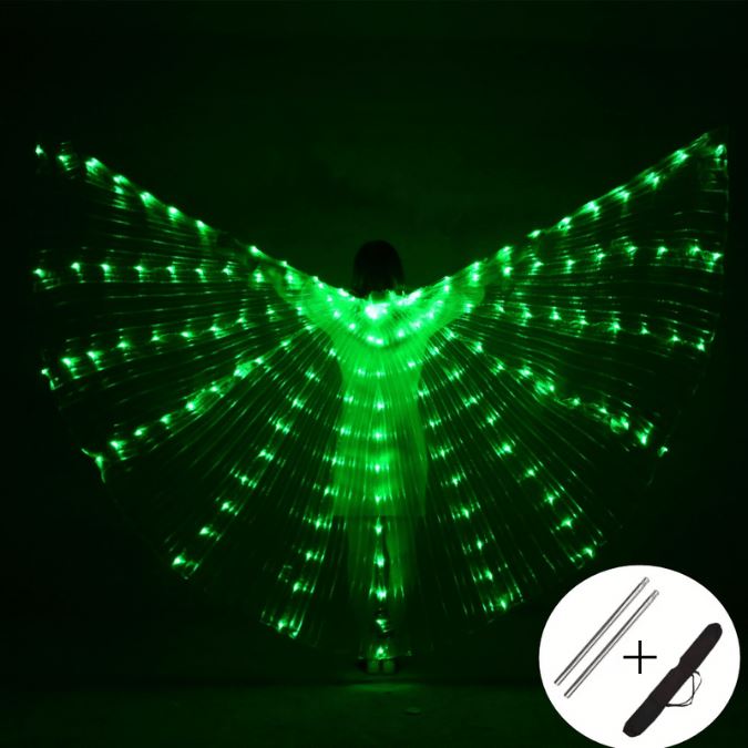Green LED Butterfly Wings for Dancing + Accessory