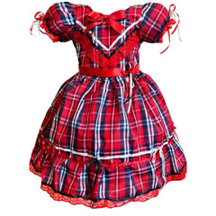 Vestido Xadrez Festa Junina Vermelho São João Caipira Infantil Criança Luxo