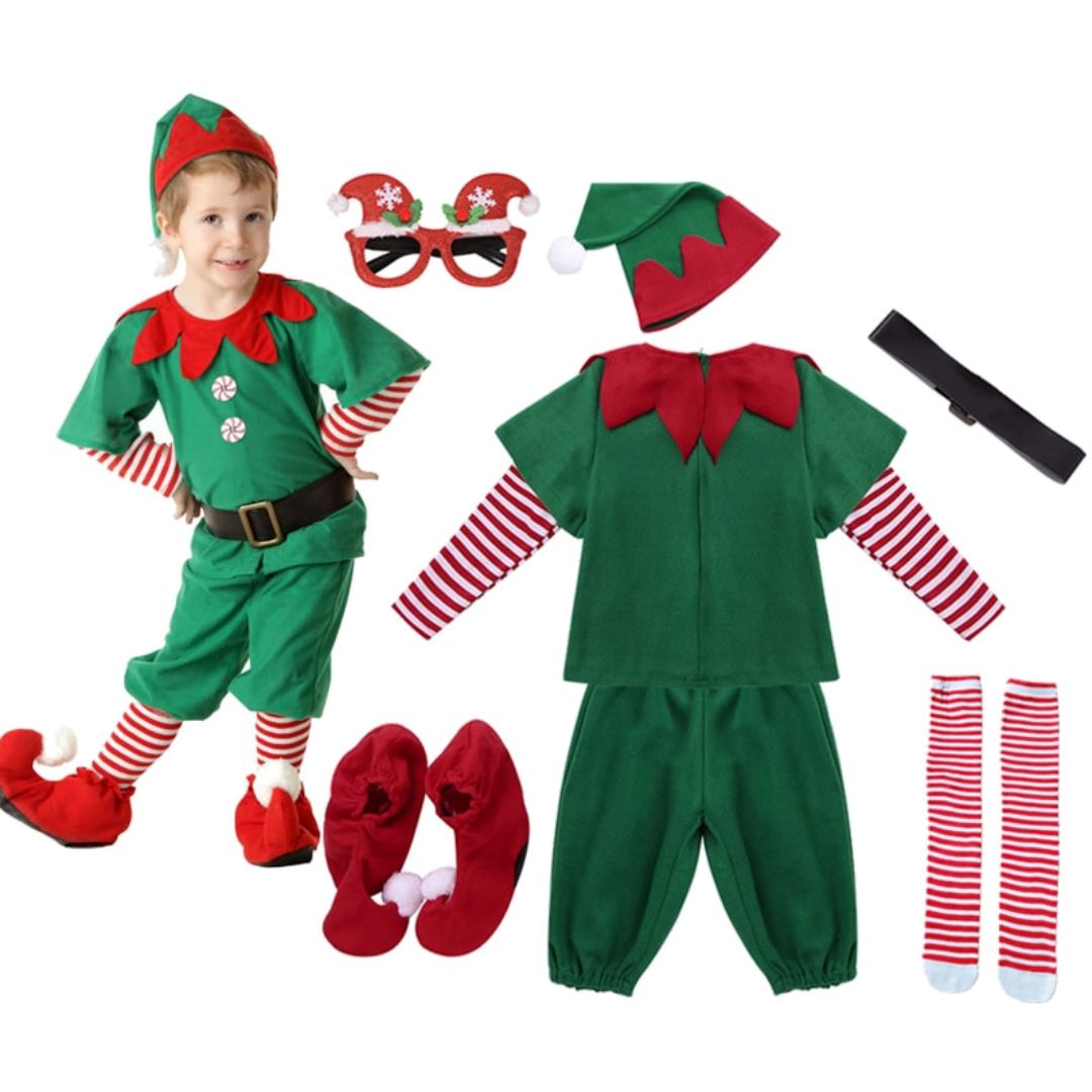 Kids Christmas Elf Costume + Accessories