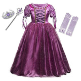 Rapunzel Dark Purple Costume Dress Set for Girls - product view