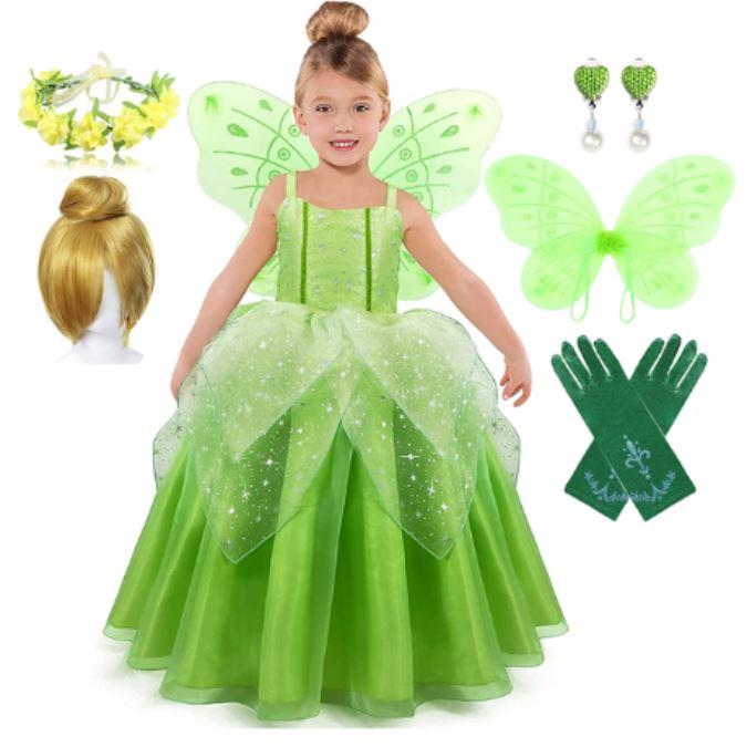 Vestido Fantasia Sininho Tinker Bell + Acessórios