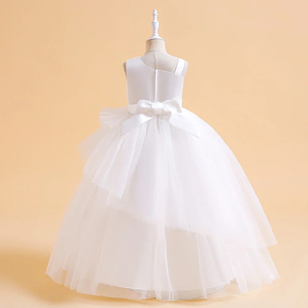 Long Lace Party Dress for Girls, Rose