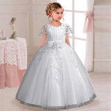 Elegant Princess Party Dress for Girls, Ages 4-12, with Embroidery.