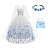 Frozen Elsa Snow Queen Costume Dress with Accessories – 3 Pieces