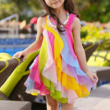 Colorful Layered Ruffled Dress