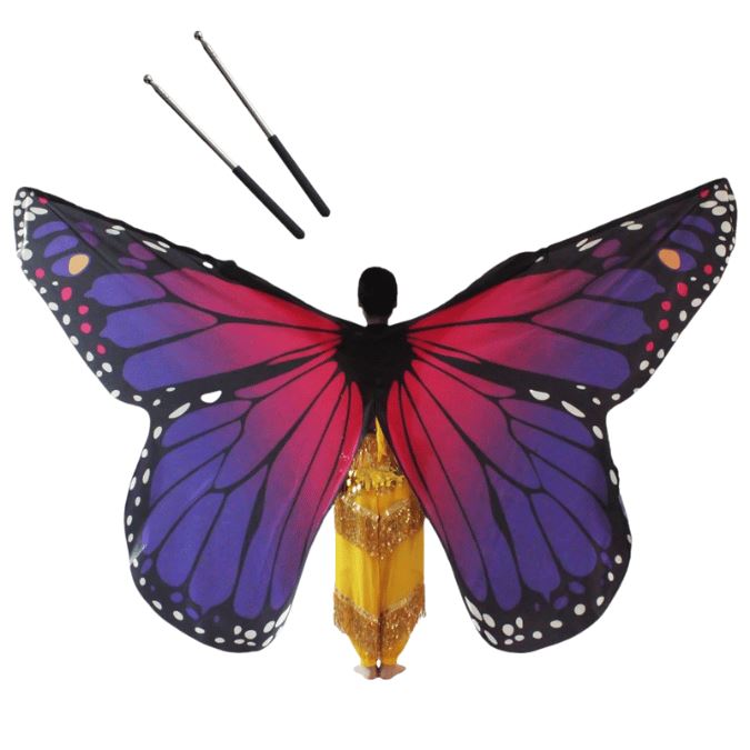 Purple Butterfly Wings Set + Stick, for dancing