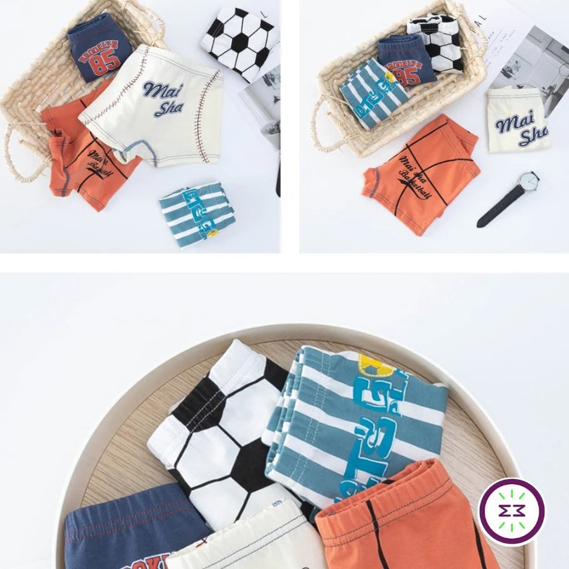 Set of 5 Kids Underwear with Sports Theme -