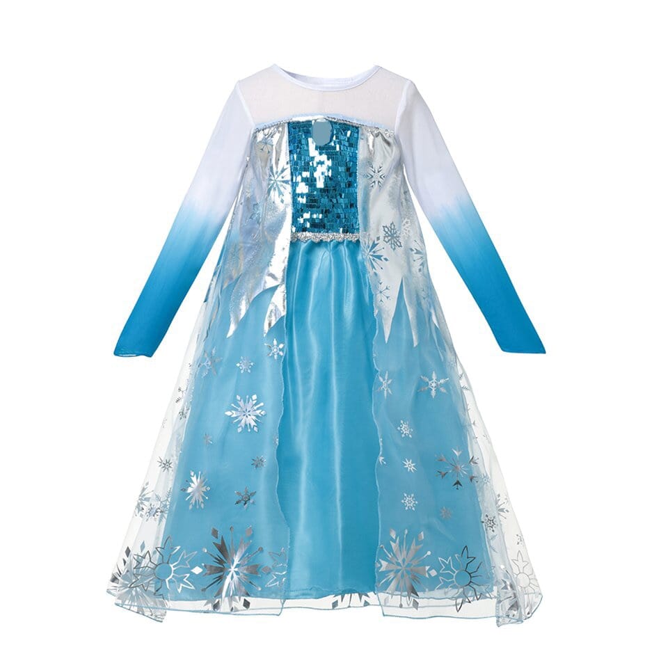 Kids Ice Princess Costume Dress Set with Long Sleeves and Accessories – Frozen Style