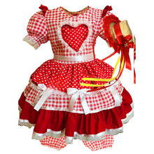 Carregar imagem no visualizador da galeria, Fantasia Vestido São João Festa Junina Caipira Xadrez Infantil Vermelho Luxo
