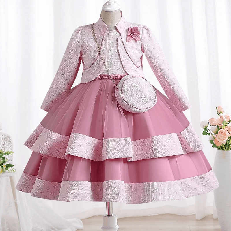 Conjunto Infantil de Princesa Flor e Pérolas