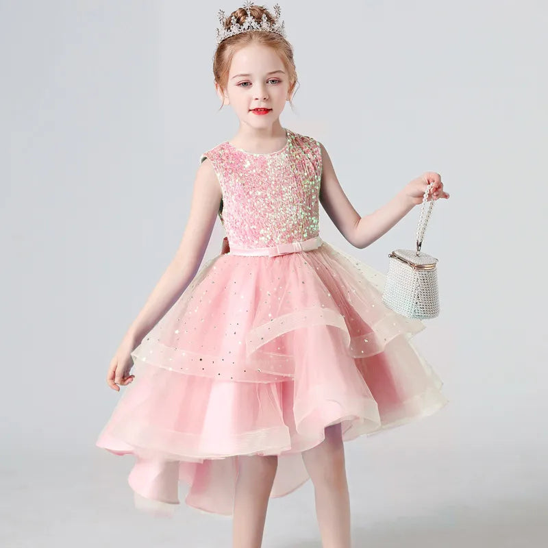 Kids Party Dress with Lace and Sequins