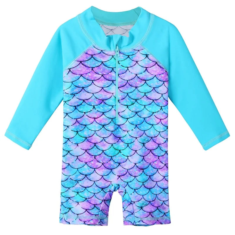 Larger Kids Suit for Girls from Newborn to 6 Years Old, Pink with UV Protection