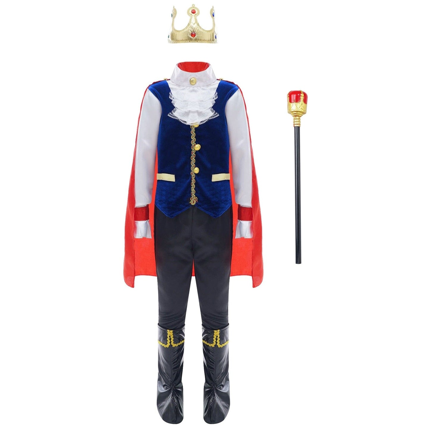 Blue Prince Costume: Cape, Crown, and Staff