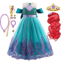 Fantasia Vestido Princesa Ariel Luxo + Acessórios - Infantil