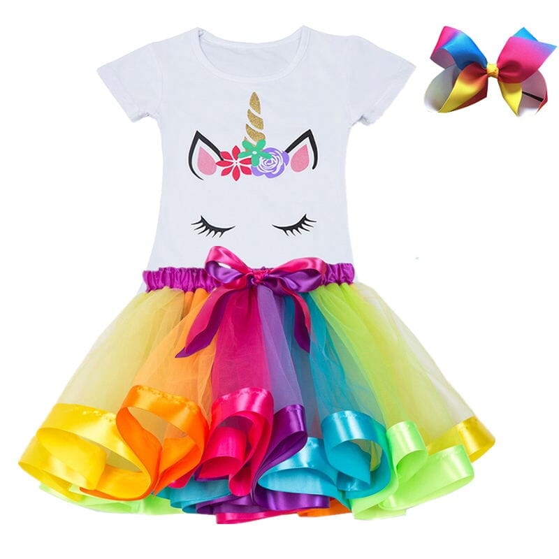 Rainbow Unicorn Costume Set with Bow