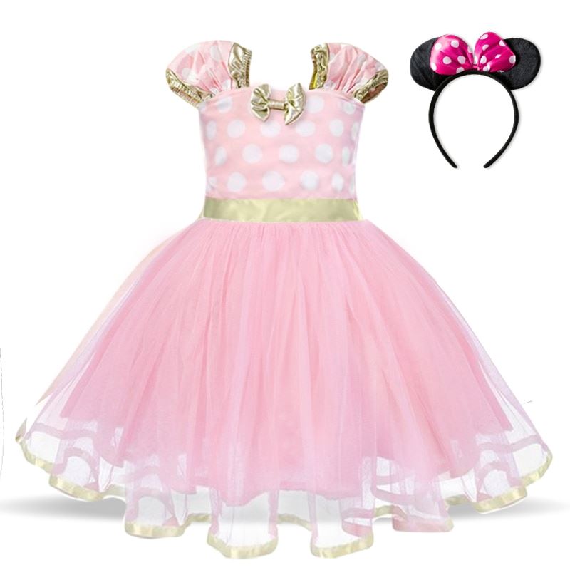 Vestido Fantasia Minnie full Rosa - Infantil