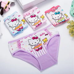 4-Pack Calcinhas Infantis #HelloKitty 100% Algodão Tam: 2-10 anos