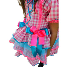 Carregar imagem no visualizador da galeria, Vestido Quadrilha Junino Caipira Rosa Xadrez com renda Infantil Criança Luxo
