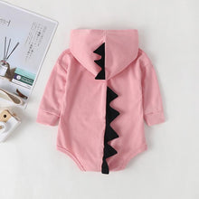 Carregar imagem no visualizador da galeria, Body Unissex com Capuz e Costas de Dinossauro - Tamanhos de 0 a 2 anos
