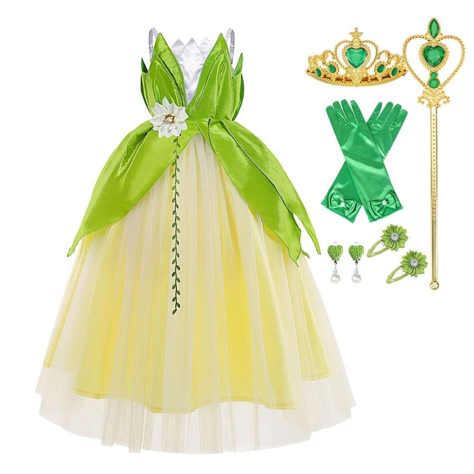 Vestido Fantasia Princesa Tiana Luxo com Acessórios Infantil - A princesa e o Sapo