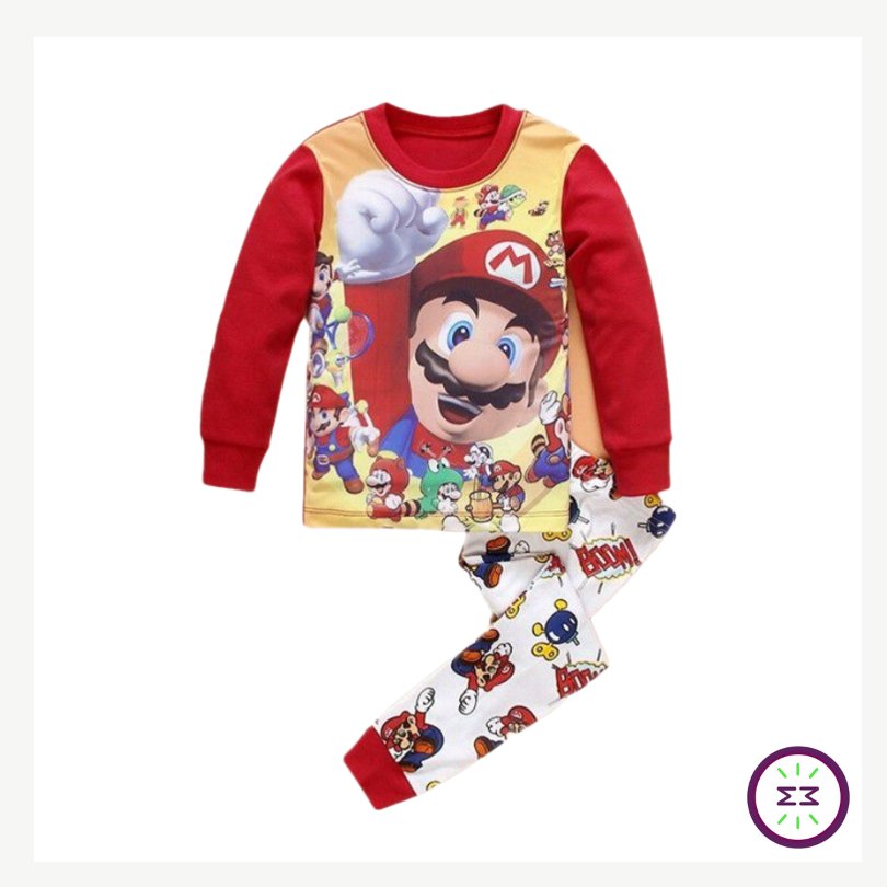 Pijama Infantil Manga Longa Super Mario Bros