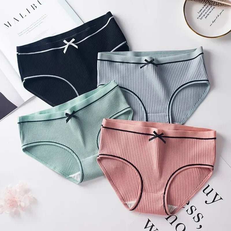 Set of 4 Panties for Teenagers and Young Women, 100% Cotton