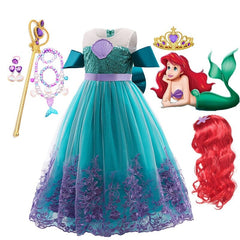 Fantasia Vestido Princesa Ariel Luxo + Acessórios - Infantil