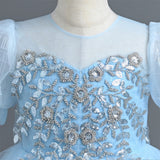 Luxury Kids Party Dress with Sequins and Flowers, perfect for First Communion, Bridesmaid, Parties, Weddings, and Birthdays.