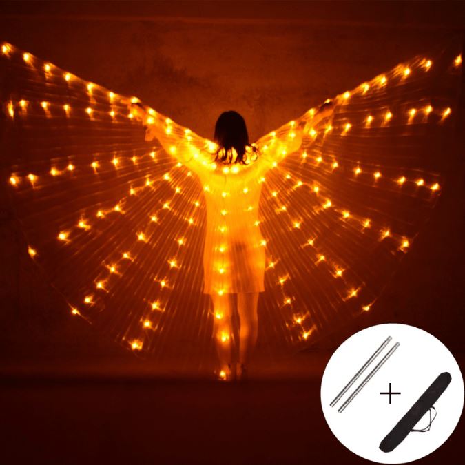 Yellow LED Butterfly Wings for Dancing + Accessory