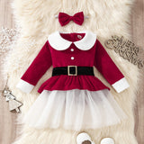 Kids Christmas dress with skirt, white.