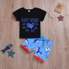 Conjuntos Estampas Dino e Baby Shark - Tamanhos 0 a 3 anos