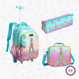 3-in-1 Kit: Rolling Backpack + Lunchbox + Pencil Case