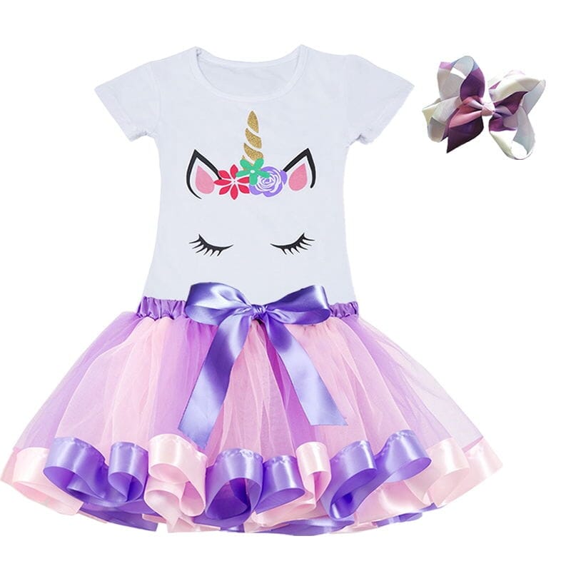 Purple Unicorn Costume Set with Bow