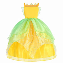 Carregar imagem no visualizador da galeria, Vestido Fantasia Princesa Tiana Super Luxo Infantil com Acessórios - A princesa e o Sapo
