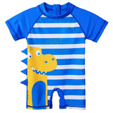 Larger Kids Swimsuit for Boys 1 Month to 4 Years Old, Yellow Dinosaur Design, with UPF 50+ Protection, UV Beachwear