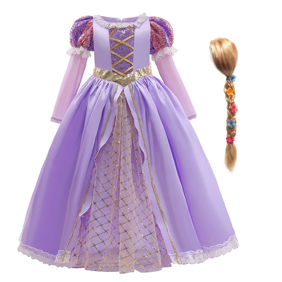Premium Rapunzel Long Sleeve Costume Dress + Wig
