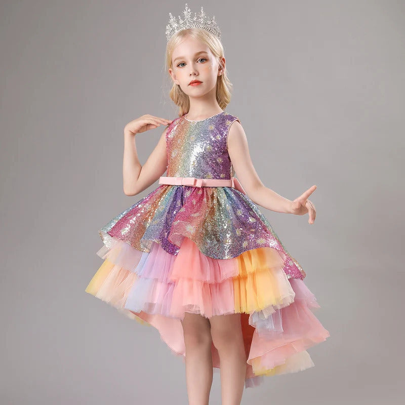 Rainbow Princess Dress for Kids Parties