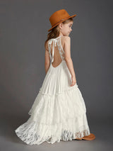 Short-sleeved lace dress for Kids.