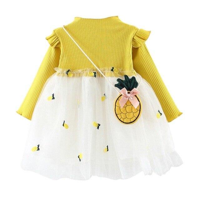 Cute Pineapple Casual Dress with Long Sleeves