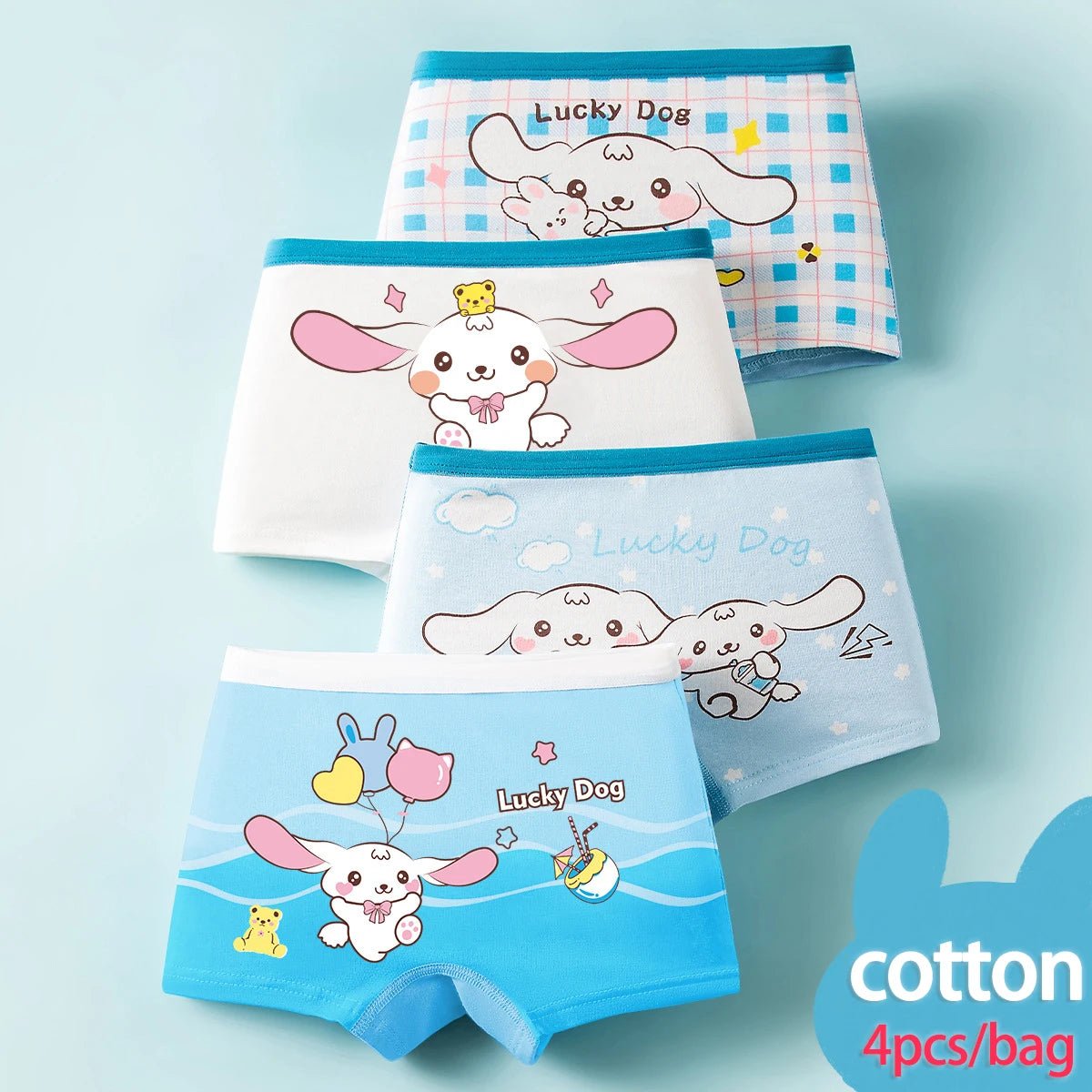 Set of 4 Princess Boxer Briefs for Kids, Sizes 1-12 Years